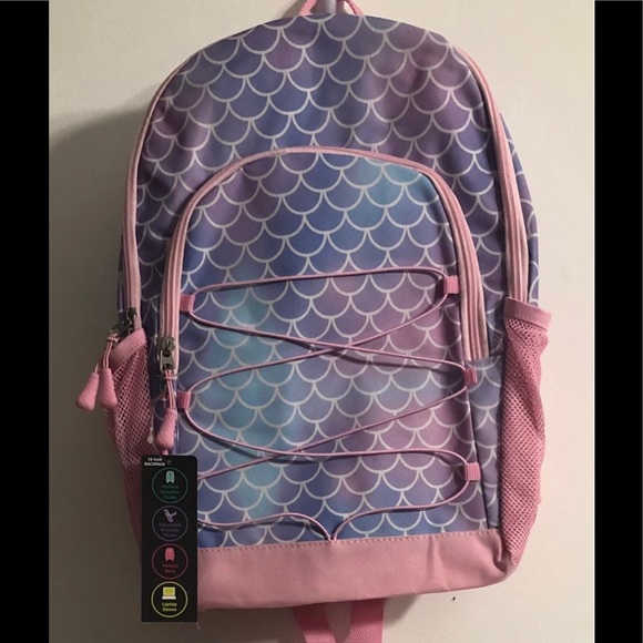 Backpack Mermaid w/ inside laptop sleeves pink purple blue . 16” - Picture 1 of 4
